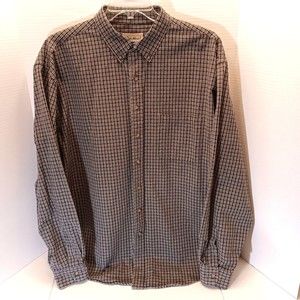 Eddie Bauer Heavy Cotton Long Sleeve Button Down Brown Plaid Shirt Men 2XL/T